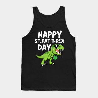 Kids St Patricks Day Cute Dino Happy St Pat Trex Day Toddler Boys Tank Top